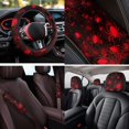 thumbnail image 3 of XYZCANDO Spider Red Bow 14 Pcs Auto Seat Covers Full Set Steering Wheel Cover Center Console Armrest Pad Seat Belt Covers Headrest Covers Cup Coasters for Most Cars SUVs Sedans, 3 of 7