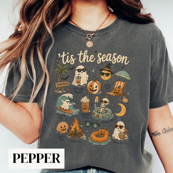 Tis the Season Shirt, Summer Halloween Shirt, Spooky Beach Vacation T-Shirt