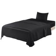 thumbnail image 6 of ANMINY Satin Sheets Twin Silk Sheets Black Bed Sheet Set Deep Pocket Bed Flat Fitted Sheet, 3-Pieces, 6 of 10