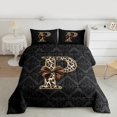 thumbnail image 2 of Homewish Personalized Initial Bow Knot P 3-Piece Full Size Comforter Sets for Boys Girls,Gothic Boho Damask Bedding Comforter Set,Leopard Print Lightweight Bedding Sets,Lightweight Room Decor, 2 of 8