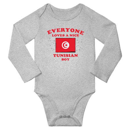 

Everyone Loves a Nice Tunisian Boy Baby Long Slevve Bodysuit (Gray 12-18 Months)