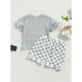 thumbnail image 3 of Toddler Baby Boy Summer Clothes Checkerboard Plaid Short Sleeve T-Shirt Tops Elastic Waist Shorts Set Boy Outfits, 3 of 7