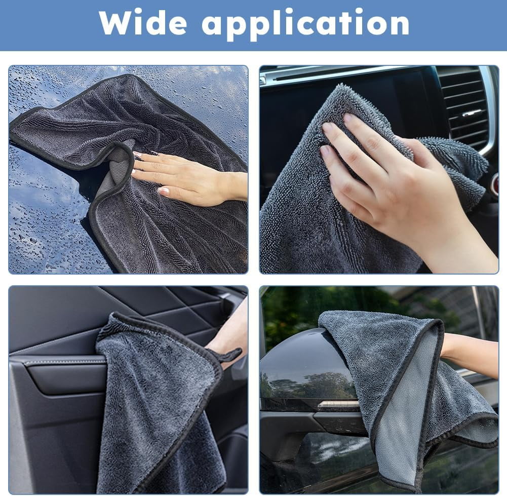 Bathroom Drying Cloth, 2Pack Large Microfibre Cleaning Cloth(60x40cm), Glass Cleaning Cloth, Thicken Car Towel For Car Window Washing, Detailing, Polishing