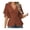 Brown, variant on Women Tops V Neck Flying Short Sleeve Single Breasted Shirt Soft Stretchy Waist Design Casual Blouse Party Vacation Office Date Wear