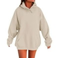 thumbnail image 2 of BiZtdJrK Womens Solid Color Sweatshirts Casual Long Sleeve Oversized Hoodies with Pocket Plus Size Lightweight Drawstring Pullover Tops Beige XXXXL, 2 of 9