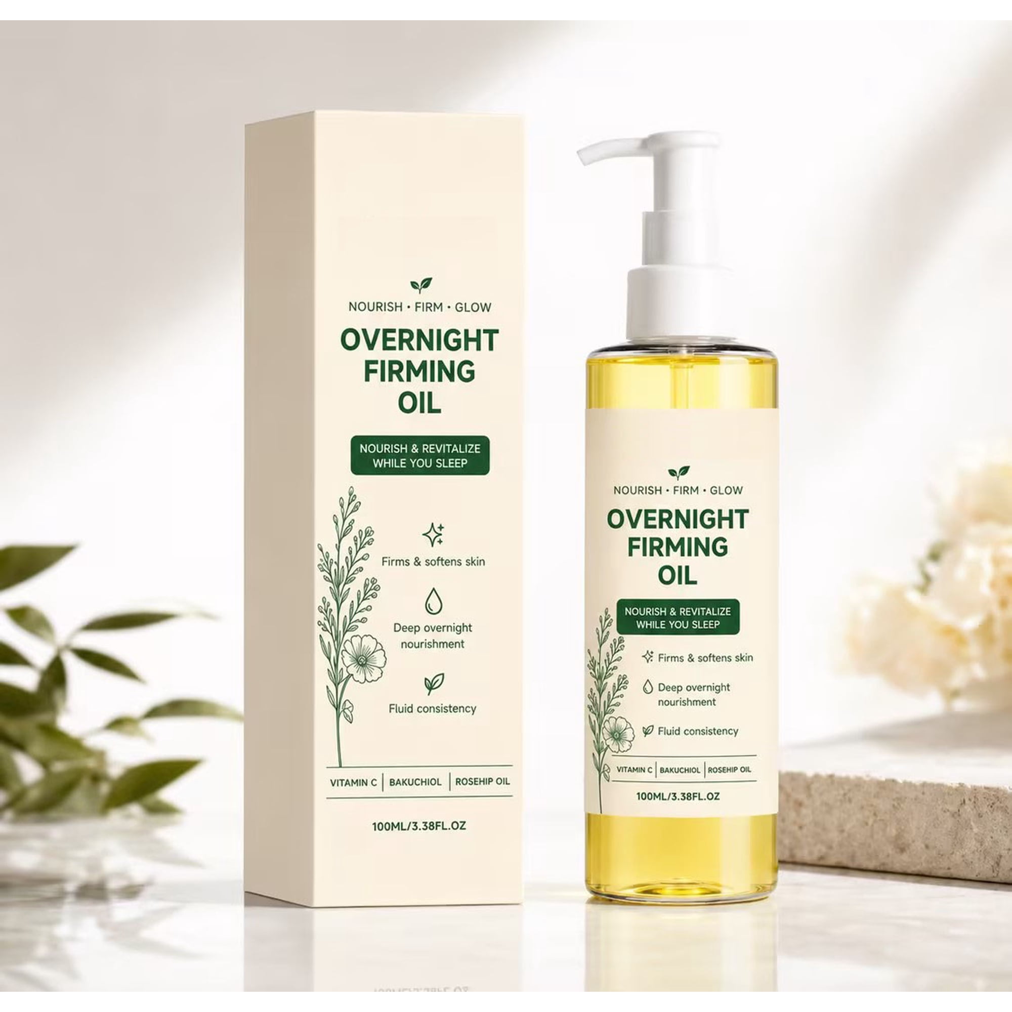 100ml Firming Body Oil with Vitamin C, Fast‑Absorbing Nourishing Skin Elasticity Treatment Oil, Night Repair Moisturizing Body Serum for Daily Skincare Routine
