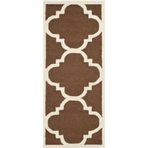 SAFAVIEH Cambridge Justine Geometric Quatrefoil Wool Runner Rug, Dark Brown/Ivory, 2'6" x 6'