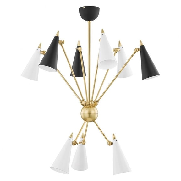 Contemporary Nine Light Chandelier in Aged Brass Finish Bailey Street Home 735-Bel-4366131