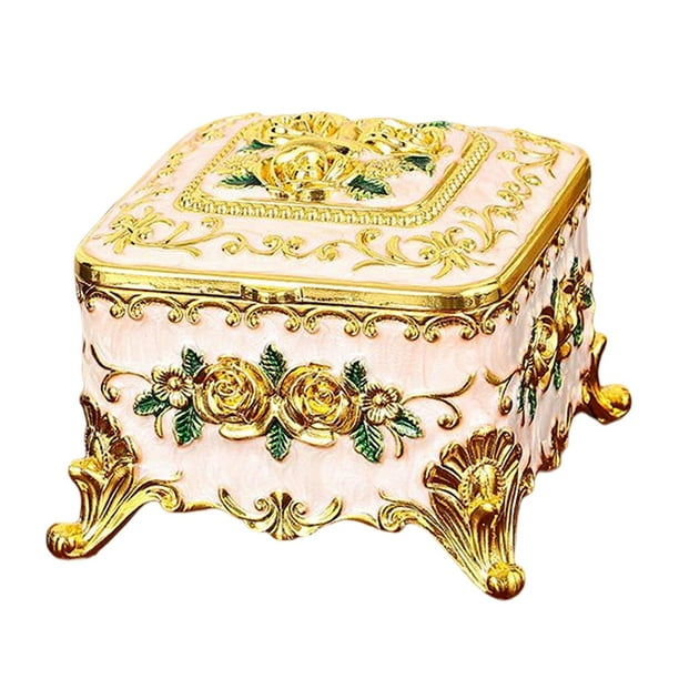 Siruishop European Style Vintage Jewelry Box Treasure Case Enameled Trinket Box Ornate Square Other Square