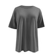 thumbnail image 4 of Timegard Oversized Tshirts for Women Round Neck Short Sleeve Solid Color Summer Casual Loose Workout Tops, 4 of 7
