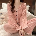 thumbnail image 4 of Conjunto de pijama de franela de manga larga para mujer, ropa de dormir cálida con volantes, ropa de dormir de terciopelo, ropa de casa suelta, Invierno, 4 of 4