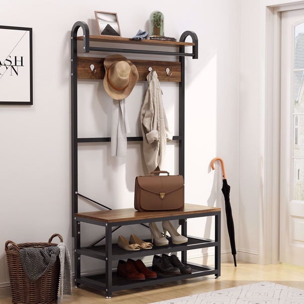 Tribesigns Vintage 4 in 1 Hall Tree with Storage Bench, 3 ...
