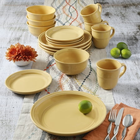 Mainstays Yellow Rainforest 16-Piece Dinnerware