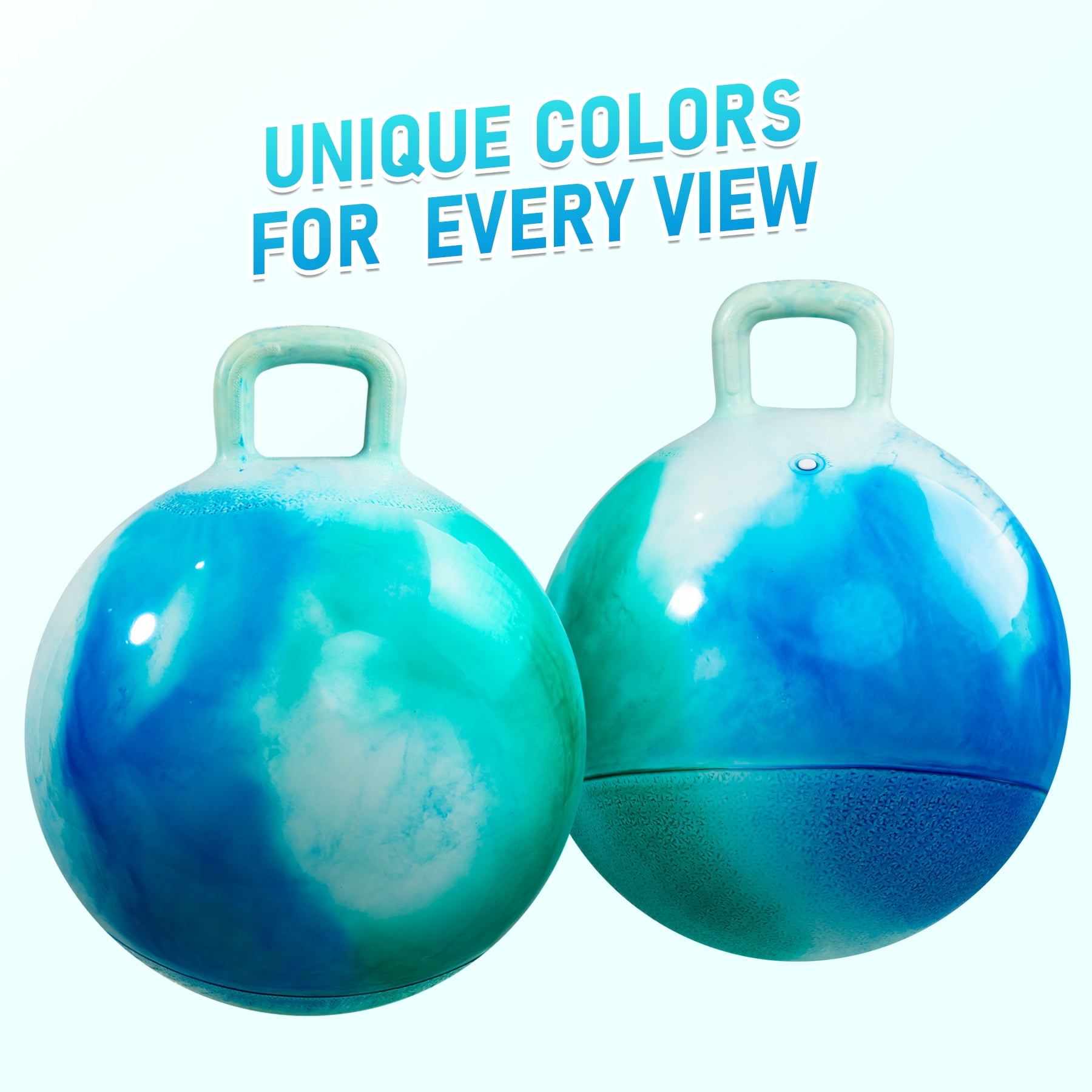 PLAYZAP Hopper Ball, Bouncy Ball with Handle for Kids, 18-inch Hippity Hoppity Hop Bounce Ball Toys, Sit and Bouncing Ball with Pump, Boys Girls Jumping Hopping Ball Gifts -Blue Cloud