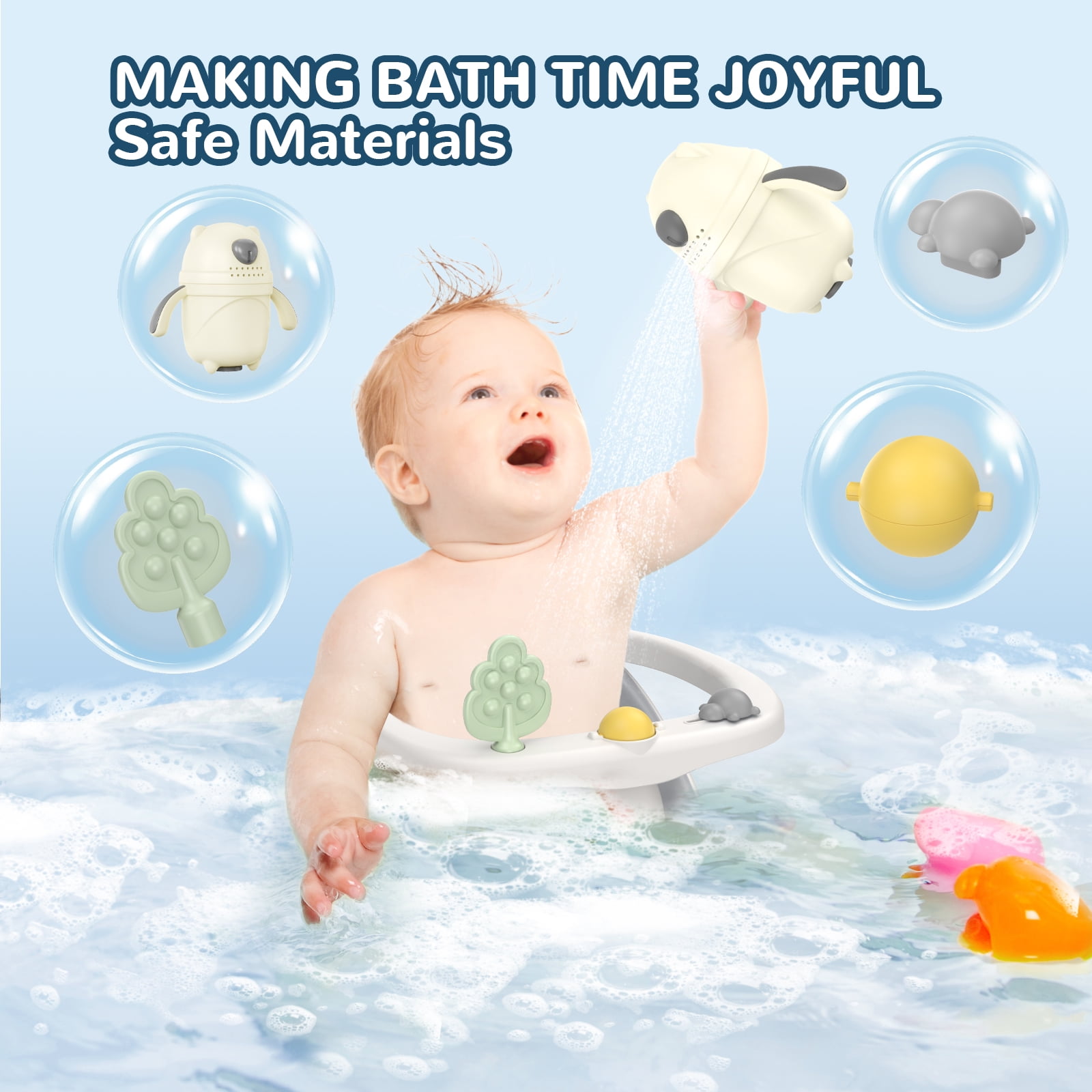 Baby Bath Seat for 6 Months and up - Non-Slip, Comfortable  Bath Seat with Rinse Cup,Baby Bathing Essentials Grey