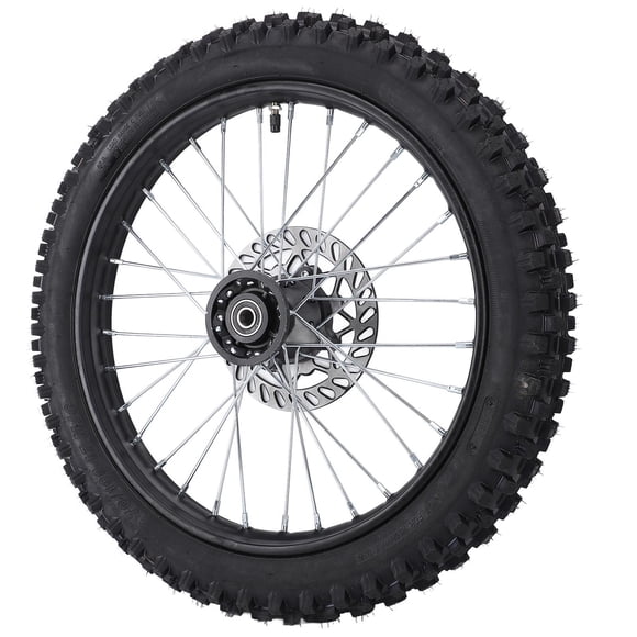 Front Wheel Rim Tire Replacement, High Strength Dirt Bike Front Wheel Assembly 15mm Rim Axle 17 Inch Enhanced Grip with Brake Rotor for Pit Dirt Bike
