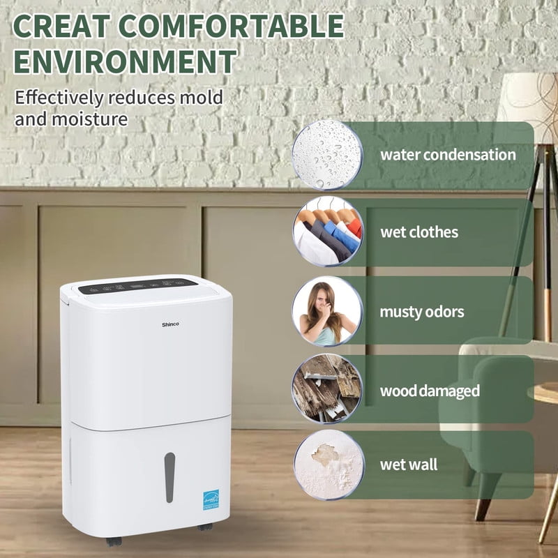 120 pt. 6000 sq. ft. 8.5 pt. Bucket Dehumidifier in White with Auto Defrost, Inside Drying, Bucket Full Indicator