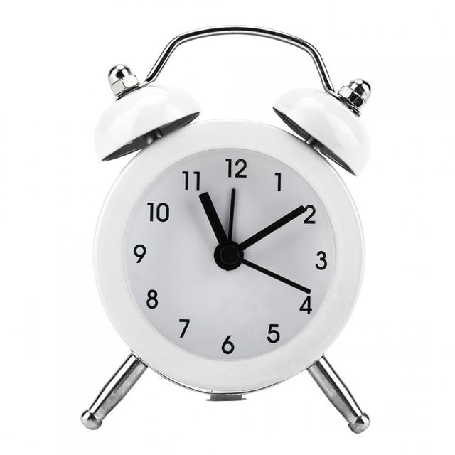 Aigid Metal Alarm Clock,3Inch Portable Fashion Mini Metal Digital Alarm Clock with Battery Exquisite for Student Home(White)