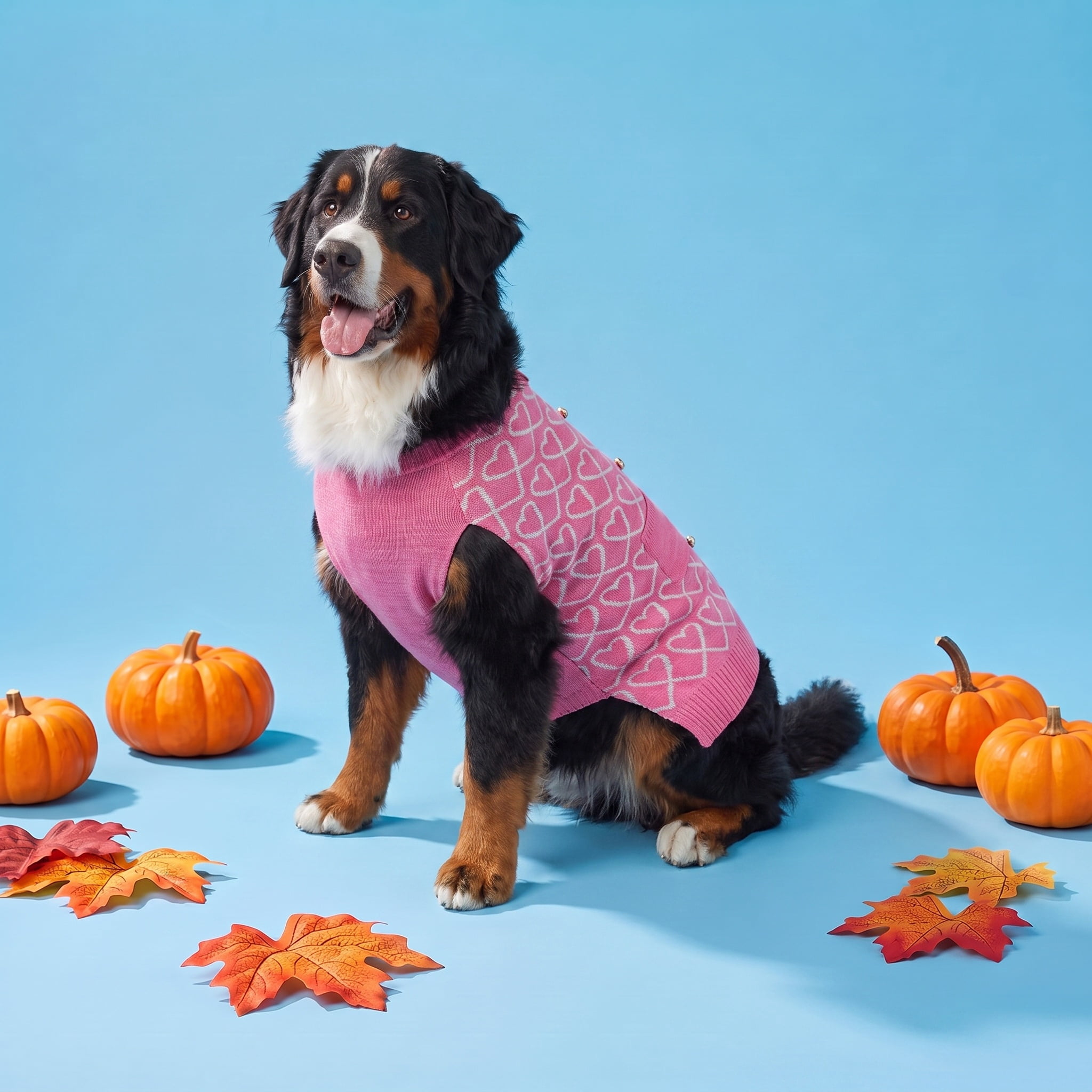 Vibrant Life Hearts & Pearl Buttons Dog Sweater, Pink, XL, Among Other English Mastiff, Great Dane