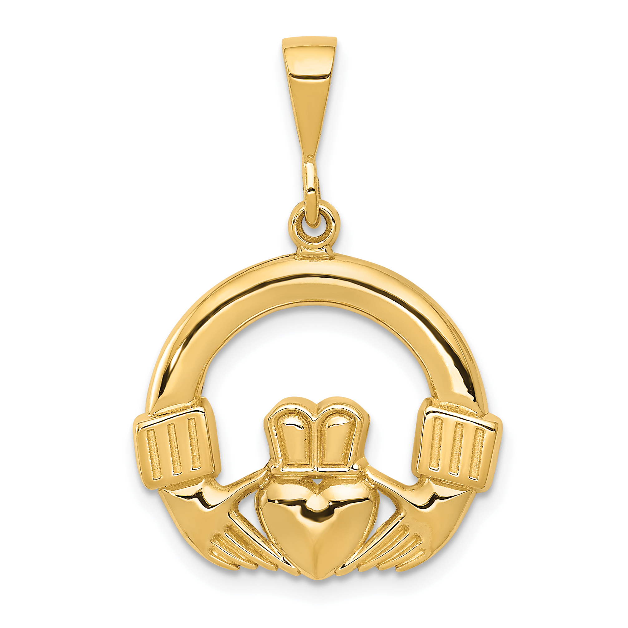 14K White Gold & Yellow Gold Irish Claddagh Trinity Knot Pendant - 1.5 Grams, No Chain Included - View #2