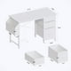 thumbnail image 2 of Escritorio con enchufes integrados, 3 cajones y bolsillos laterales, estructura de acero industrial, diseño tipo concha (blanco glaciar), 2 of 4
