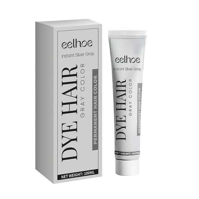 EELHOE Instant Gray Hair Dye Cream 100ml Natural Gray Silver Color Cream Long Lasting Hair Dye Treat