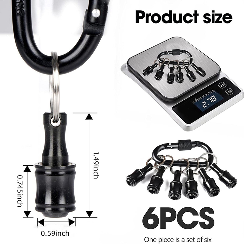 21-Piece 1/4-Inch Hex Bit Holder Keychain – Aluminum Alloy With Carabiners, Holds Up To 500g