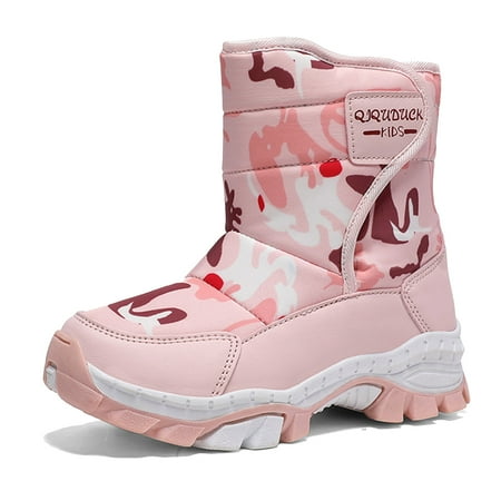 

Ediodpoh Kid Winter Shoes Outdoor School Warm Snow Boots for Boys Girls Shoes for Kids Pink 13.5