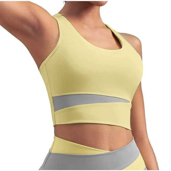 vdgthytj Yoga Tank Tops for Women Sleeveless Square Neck Crop Slim Fitted Color Blocking Summer Gym Workout Racerback Crop Tops