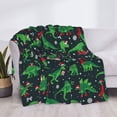 thumbnail image 4 of Throw Blanket for Couch Sofa and Bed, Dino Christmas Party Soft Plush Throw Blanket, Fuzzy Cuteness Comfy Warm Washable Flannel Blanket Throws for All Season, 4 of 8