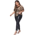 thumbnail image 3 of DARING DIVA Women's Plus Full Sequin Tops Sparkle Night Blouses 3X Champagne, 3 of 6