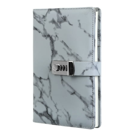marbled wired pu diary password lock a5 journal note leather code books