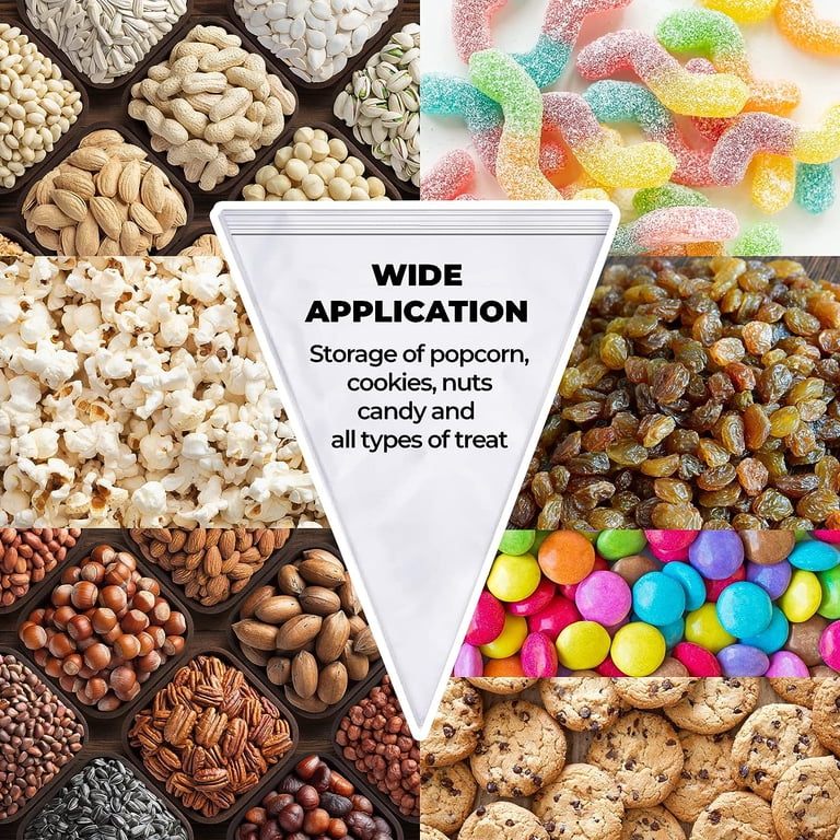 MAOUYWIEE Cone Bag 100 PCS Clear Cello Treat Popcorn Bags Triangle Goody Bags With Twist Ties For Candies Handmade Cookies (6.3\" X 11.8