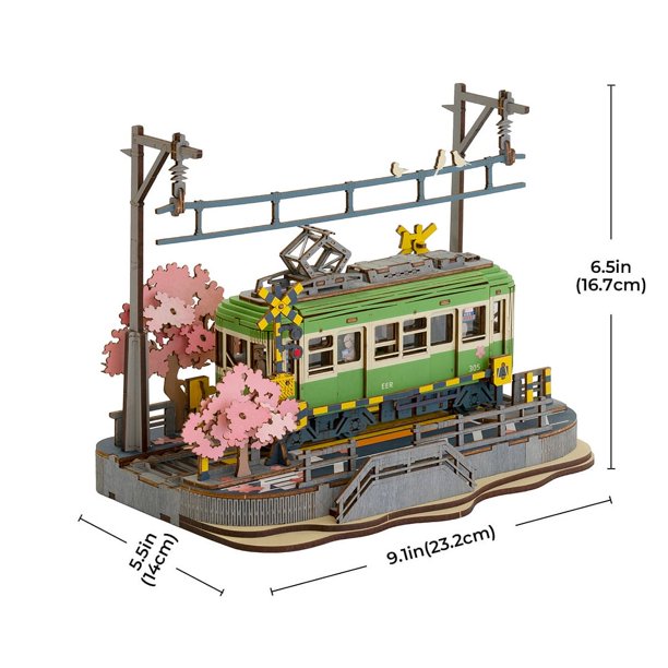 Robotime Rolife Sakura Journey-coche de madera para montar, rompecabezas de madera 3D ecológico para niños, juguetes divertidos, Kits de bloques de construcción