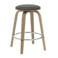 thumbnail image 5 of LeisureMod Counter Stool Upholstered in Leather with Stained Poplar Wood Frame and Chrome Iron Footrest with 360-Degree Swivel for Modern Home, Kitchen, Bars, Cafes Pelya Collection in Black, 5 of 9