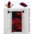 thumbnail image 6 of Red Rose Towel Set of 3, Soft Microfiber Bath Towels, Hand Towel, Washcloths, Vintage Abstract Garden Flower Floral Black Quick-Dry Absorbent Towels for Bathroom Kitchen Hotel Beach Gym Spa, 6 of 7