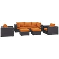 thumbnail image 2 of Modway Convene 7 Piece Outdoor Patio Sectional Set in Espresso Orange, 2 of 8