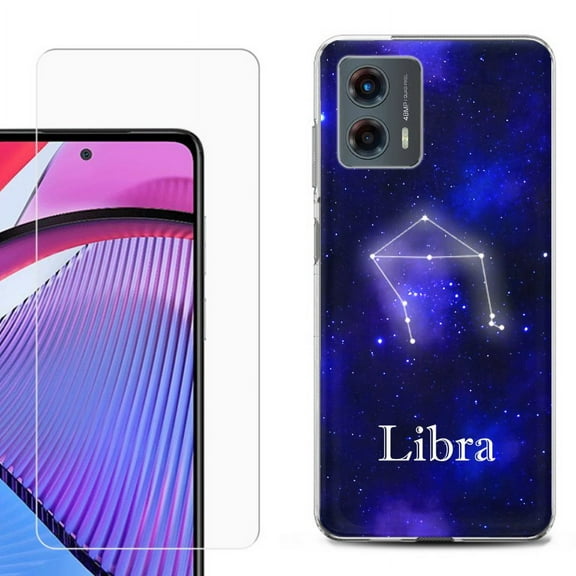 OneToughShield ® Compatible with Motorola Moto G 5G 2023, Shockproof Phone Case, with Tempered Glass Screen Protector - Libra