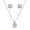 thumbnail image 4 of Believe by Brilliance Women's Square Cubic, Earrings and Pendant Set, Brass and Silver-Plated Chain, 4 of 12