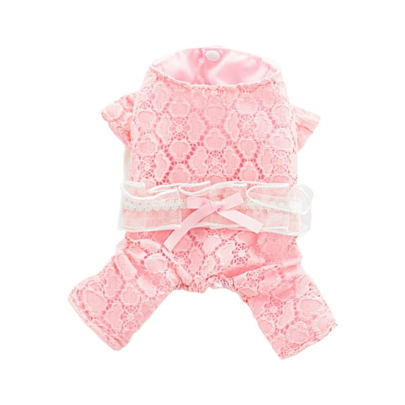 Adorable Dog Jumpsuit - Lace Belt Decor - Cotton Pet Dog Romper - Lace Jacquard - Four-legged Clothes - Pet Supplies