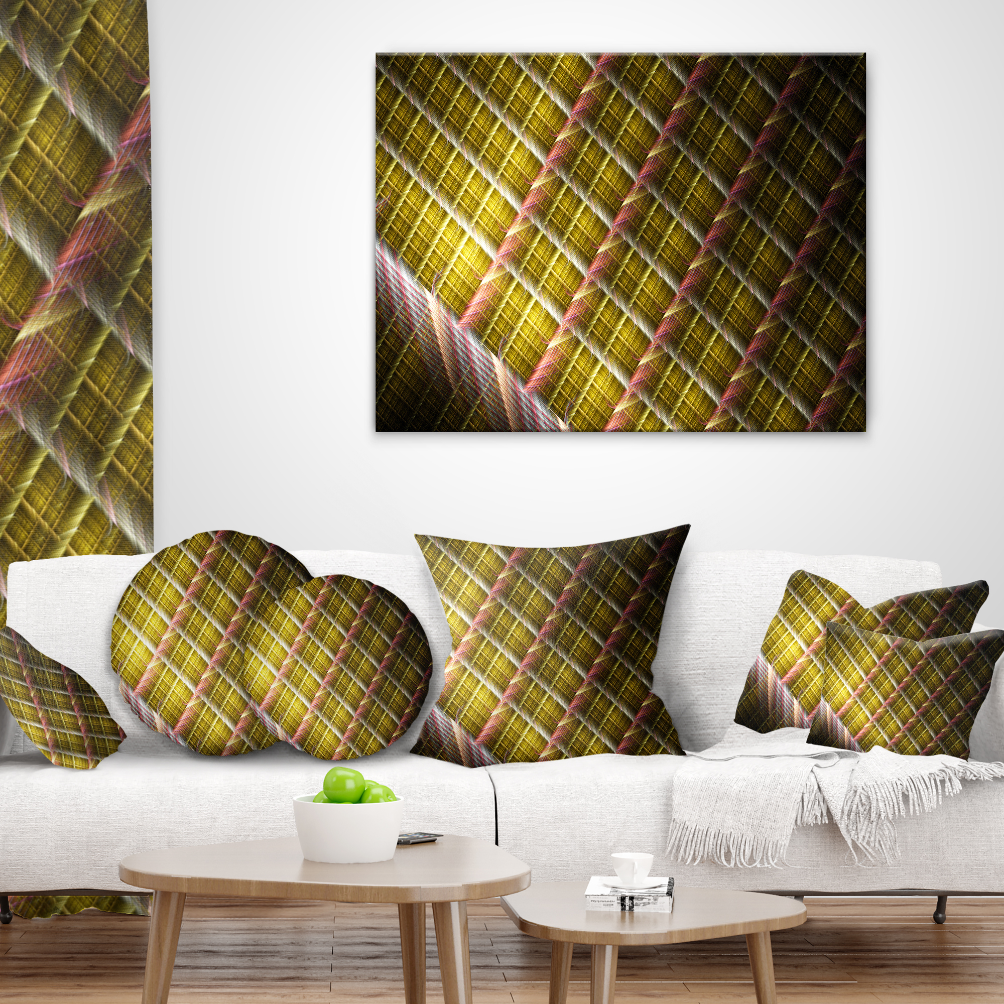 Designart Brown Metal Protective Grids - Abstract Throw Pillow - 16x16