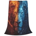 thumbnail image 2 of Fotbe Red And Blue Fire Lion Manta de Franela Acolchonada con Estampado, Súper Suave y Esponjosa, Extra Grande para Sofá, Cama, Uso Todo el Año-60"x50", 2 of 7