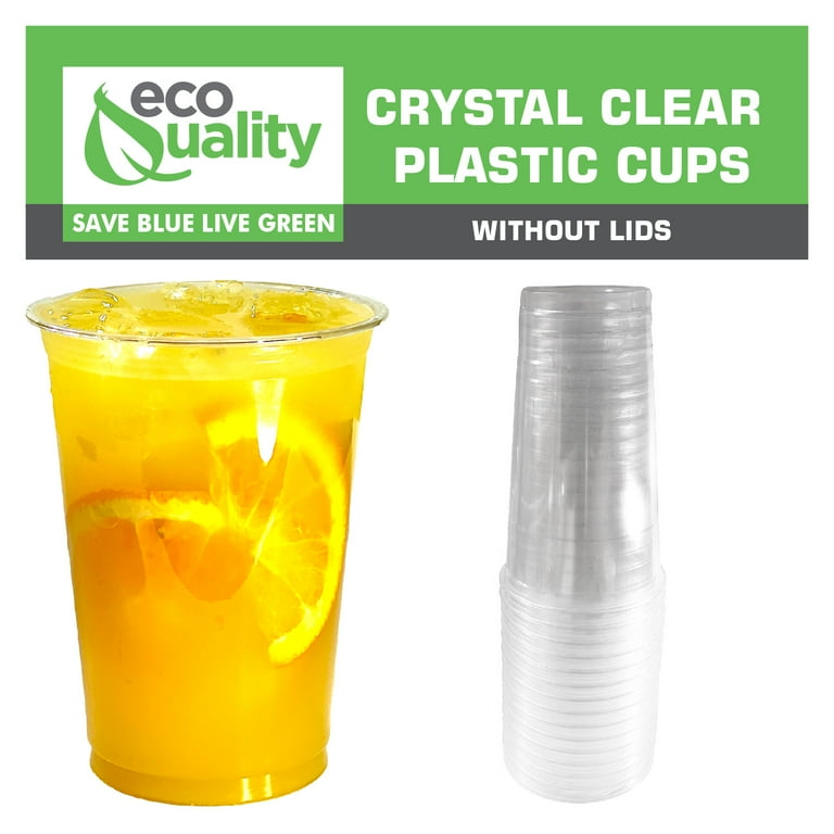 [100 Count] 14 oz Clear Plastic Disposable PET Cups | Crystal Clear PET Cup | Cold Smoothie | Iced Coffee Go Cups | Ideal for Coffee, Parfait, Juice,