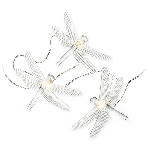 Abbott Dragonfly LED String Lights, 100 in – 10 Clear Insect-Shaped Lights on Flexible Wire – Battery Operated (3×AA, not included) – Whimsical Accent for Bedrooms, Parties & Covered Outdoor Spaces