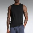 thumbnail image 1 of pstuiky Camisetas sin mangas para hombre, Camiseta deportiva corta sin mangas con cuello redondo y elástica de color liso para hombre Chaleco de hombre l, 1 of 5