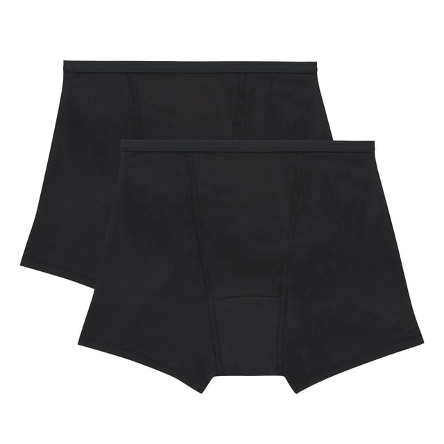 Ropa interior Hanes Comfort Super Leaks para mujeres después del parto, color negro, paquete de 2