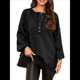 thumbnail image 3 of Sudadera para Mujer, Estilo Informal, de Larga, con Botones y Cuello Henley, Estilo Túnica, para Otoño. Negro XXL, 3 of 7