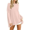 thumbnail image 3 of Aboser Long Sweaters for Women Slouchy Long Sleeve Pullover Sweater Oversized Boat Neck Jumper Tops Loose Solid Color Knitwear Comfy Soft Blouses Pink S, 3 of 8