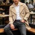 thumbnail image 4 of LYSMORA 2026 Men's Double Breasted Mid Length Trench Coat, Adjustable Strap Cuff Slip Pockets Loose Fit Casual Travel Outerwear, 4 of 8