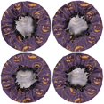 thumbnail image 2 of Shower Caps,Hand Drawn Halloween Pumpkin Pattern Waterproof Shower Cap for Women 4 Pieces,Double Reusable Hair Cover for Shower PEVA Elastic Stretch Hem, 2 of 7